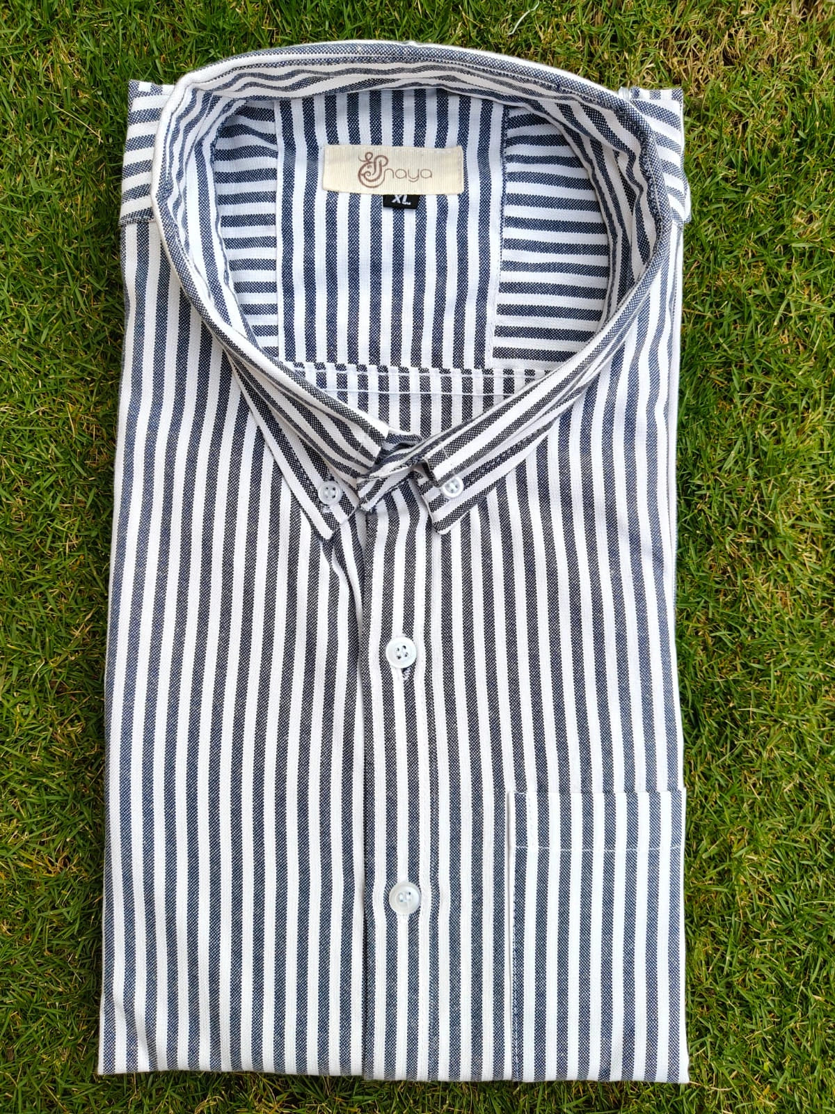 black striped oxford shirt casual wear look