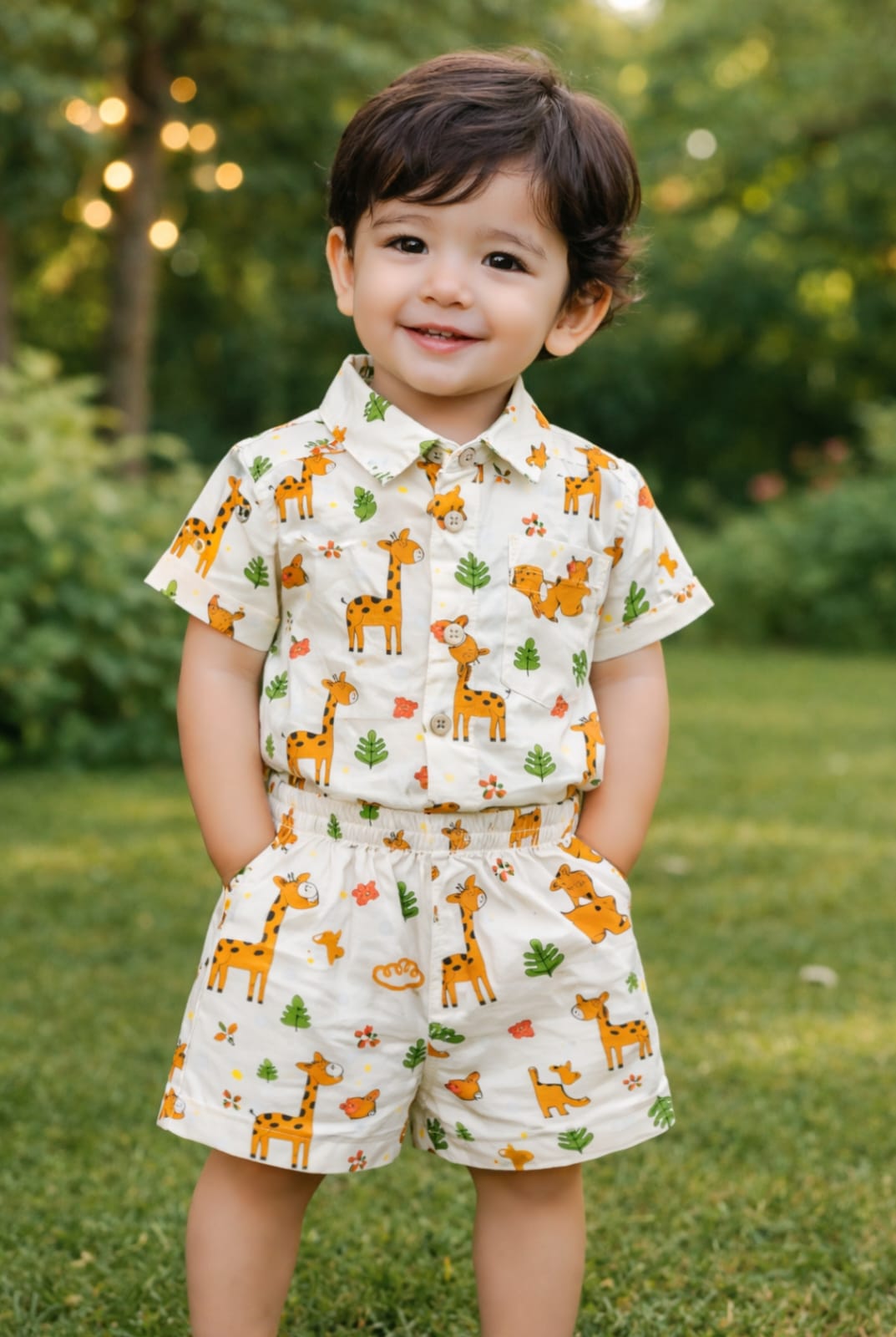 Giraffe Print Cotton Cord Set