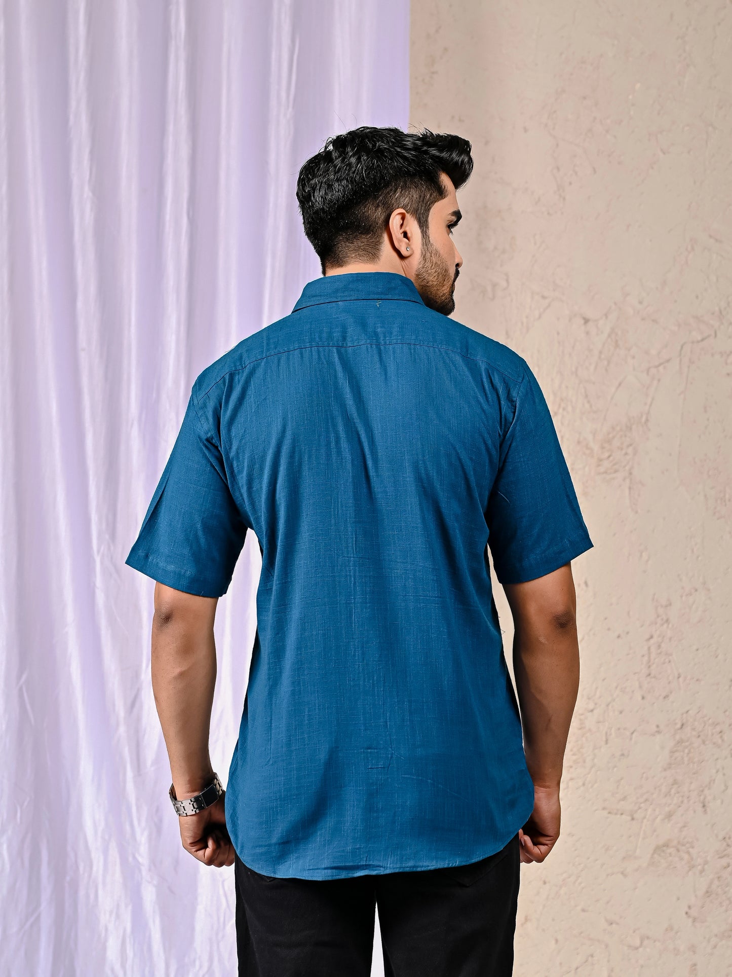 Premium peacock blue men shirt