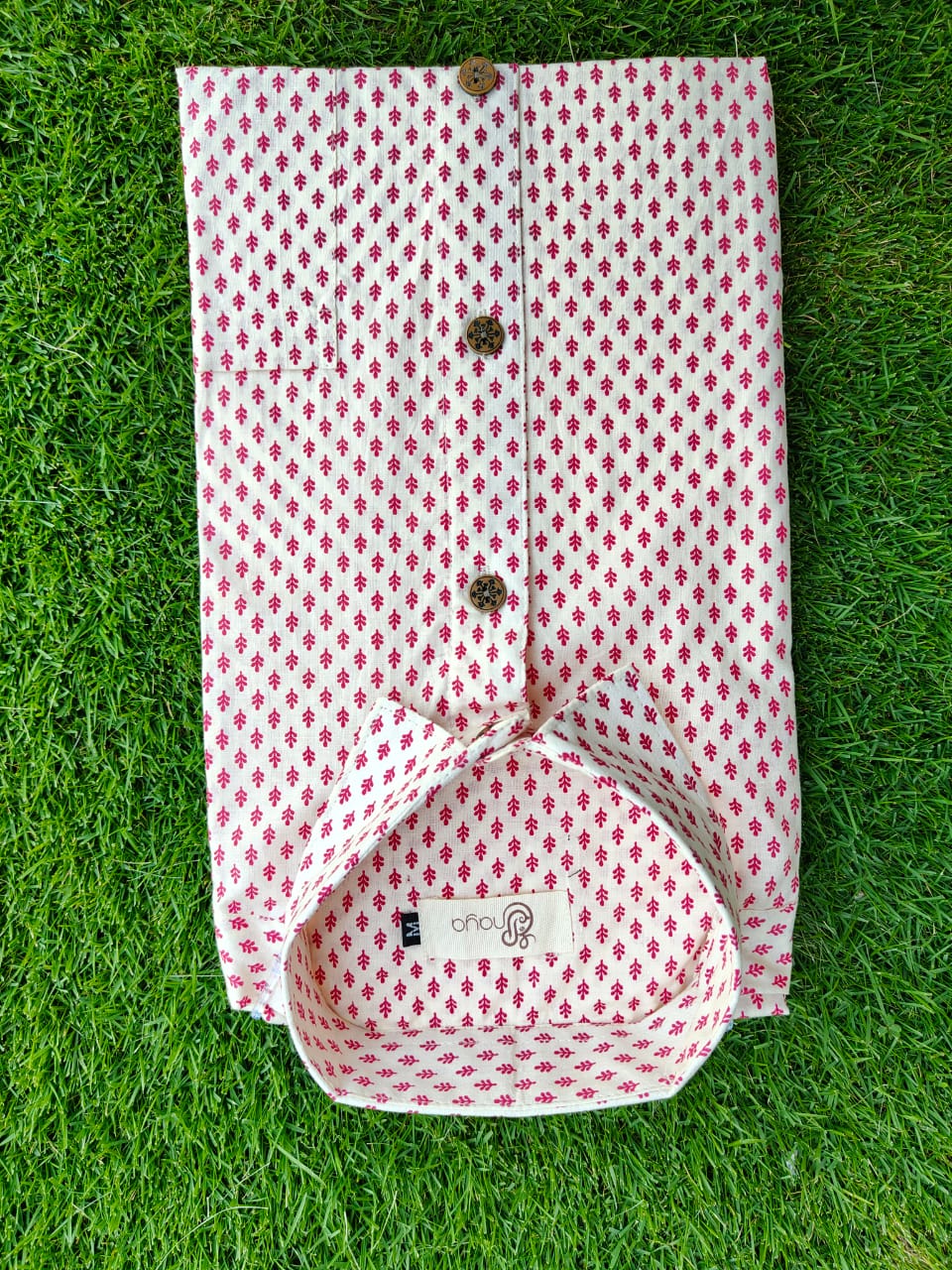 Pink Floral Print Cotton Regular Fit Casual Shirt (Half Sleeves)