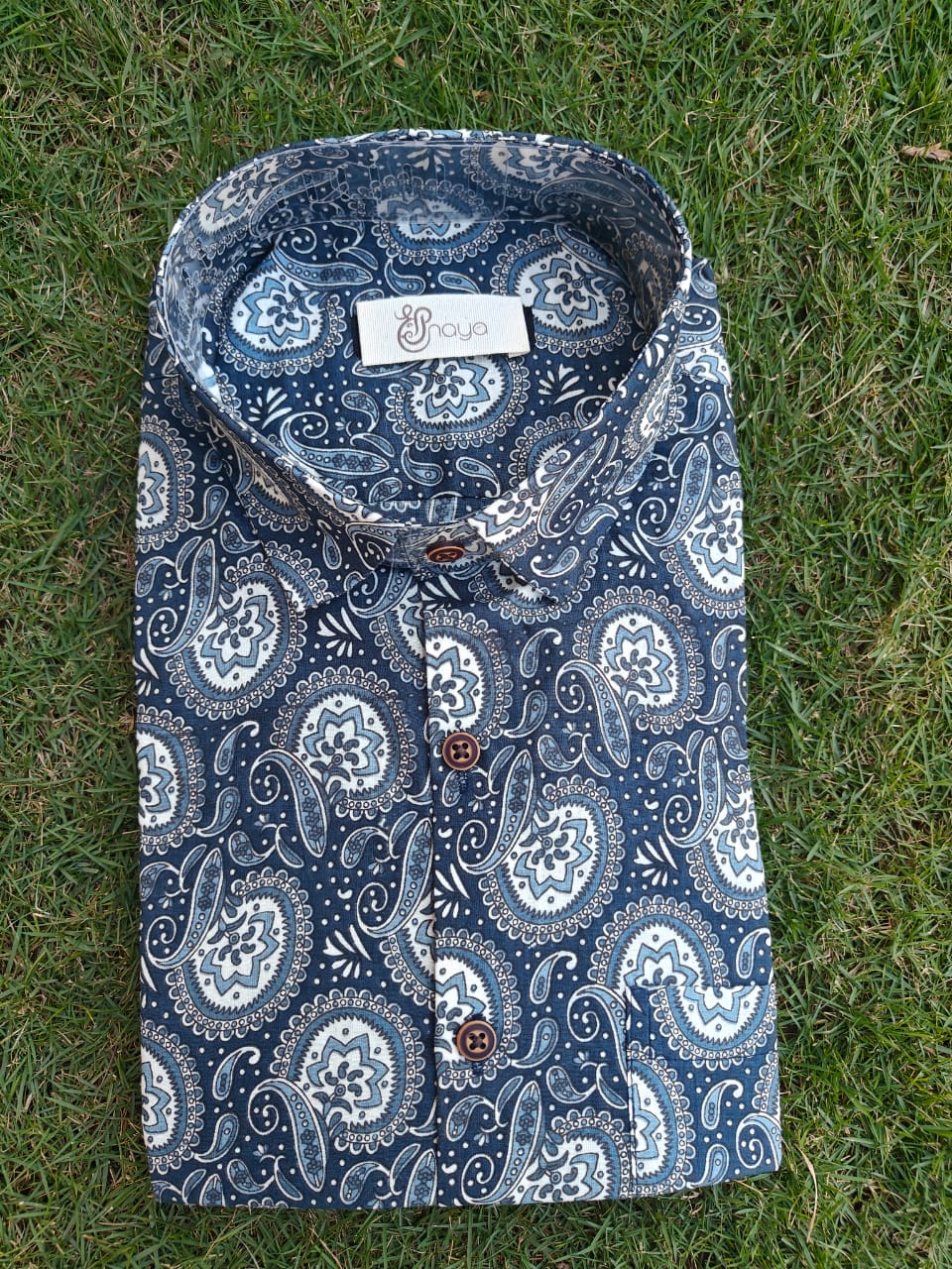 Printed Blue Regular Fit Casual Shirt (Full sleeves)