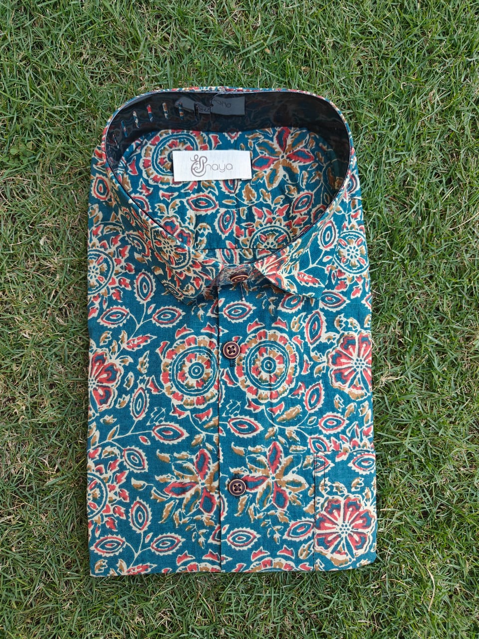 Printed Green Regular Fit Casual Shirt (Half Sleeves)