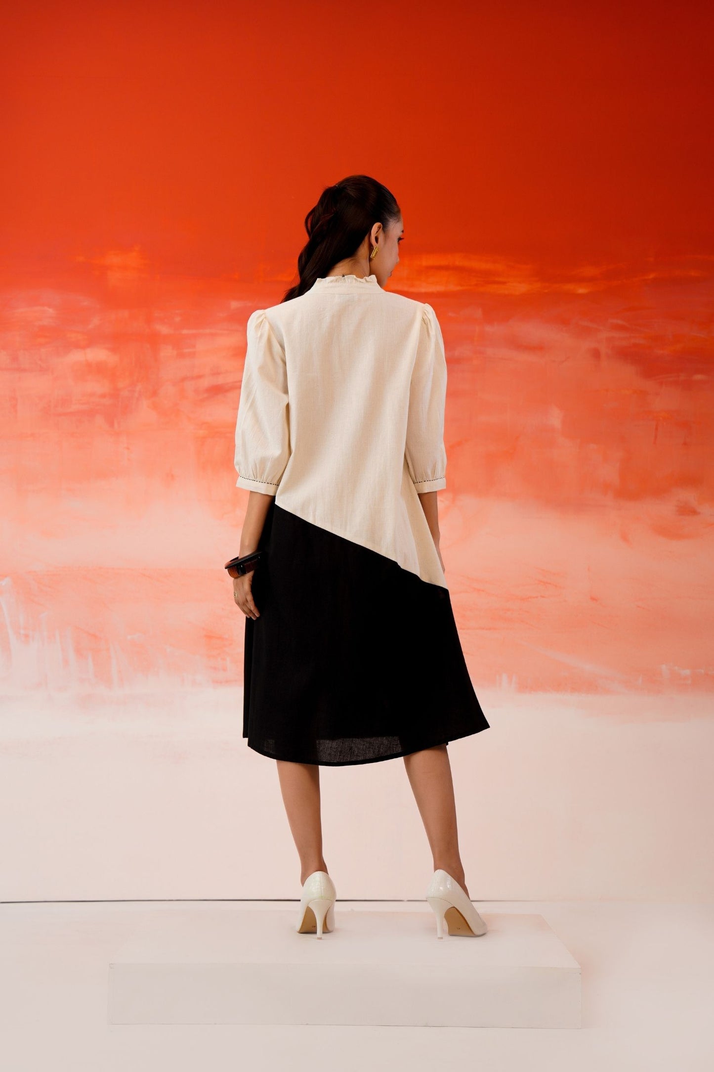 hand painted cotton short dress for women