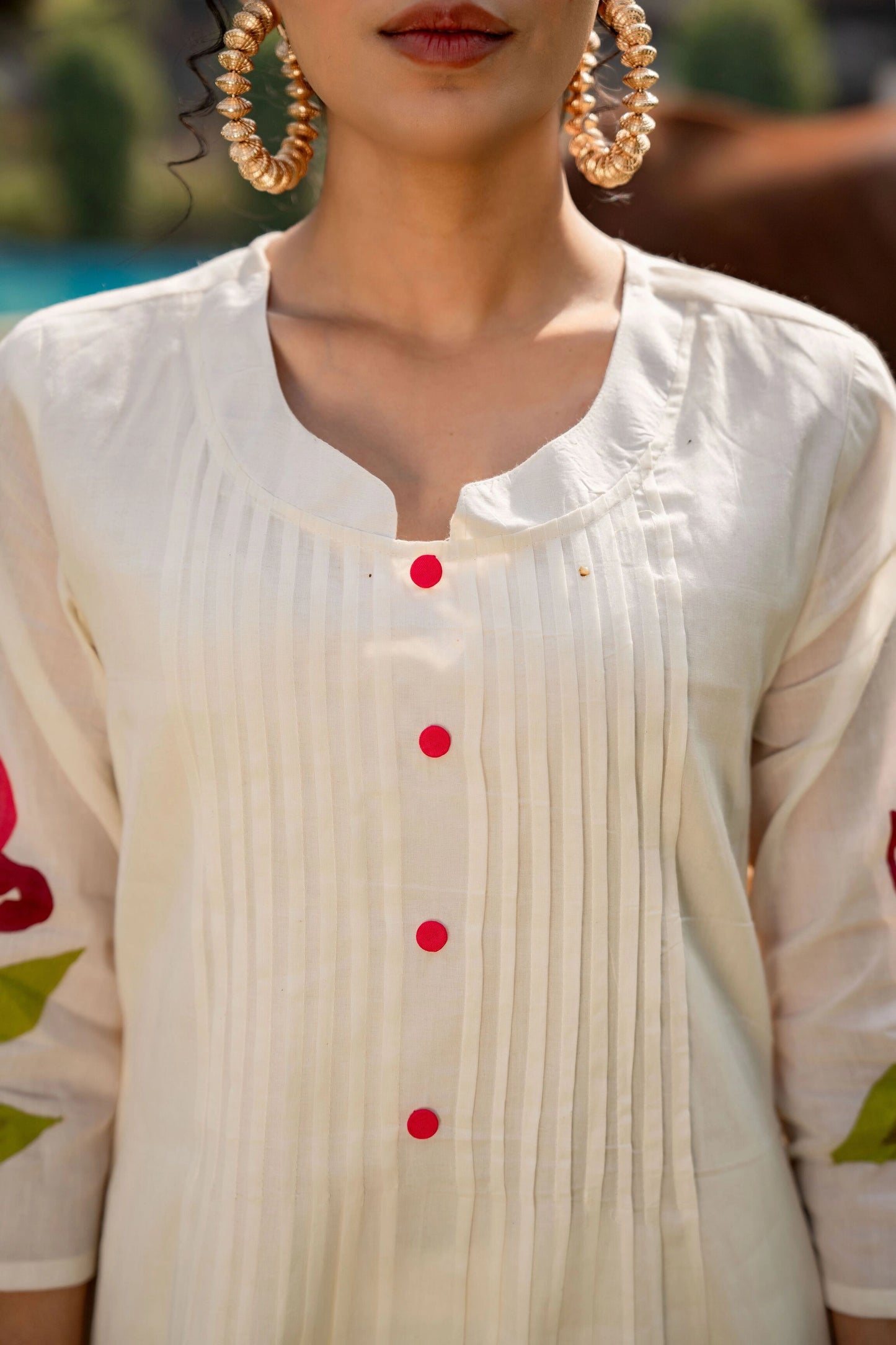 Designer white hand painted two piece set