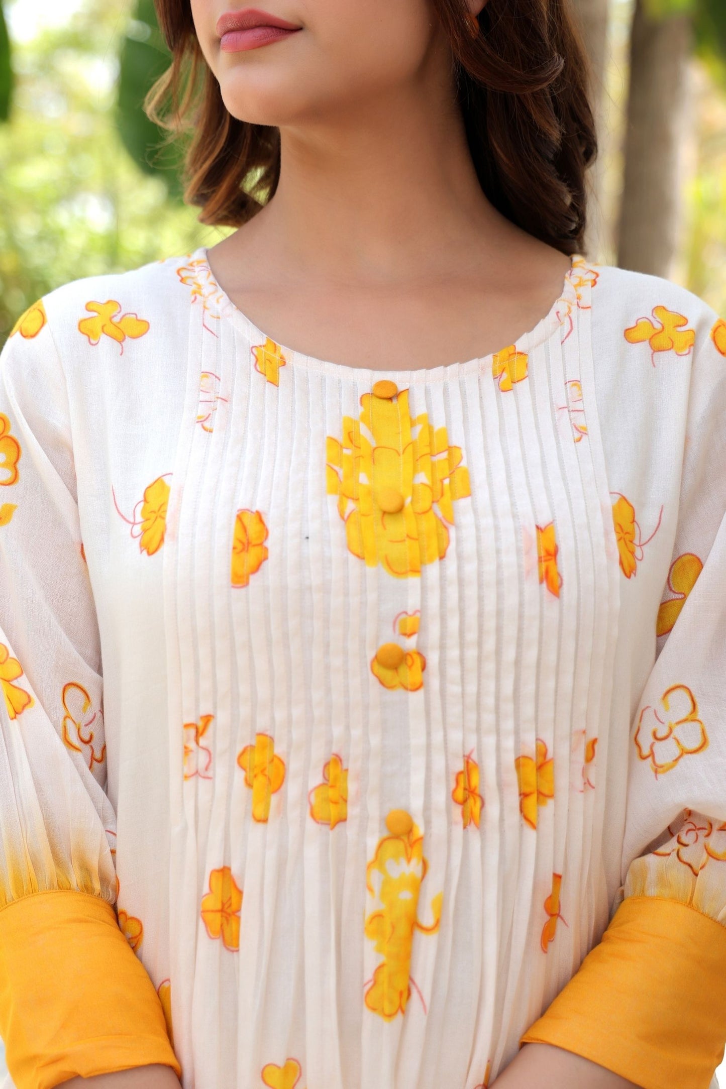 Printed yellow cotton co-ord set