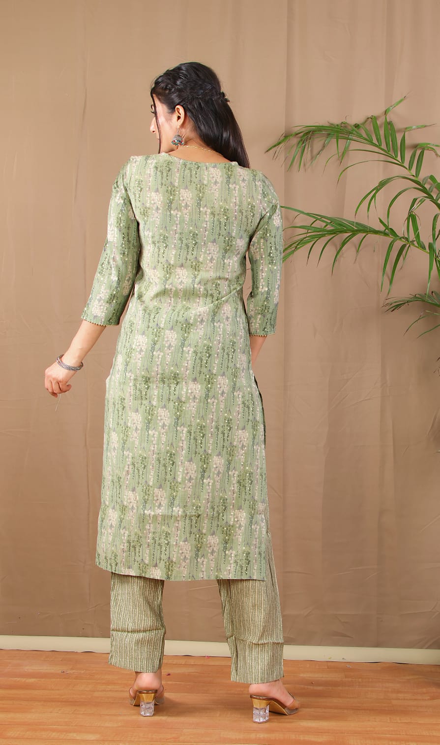 women green ethnic pittan kurta set premium style