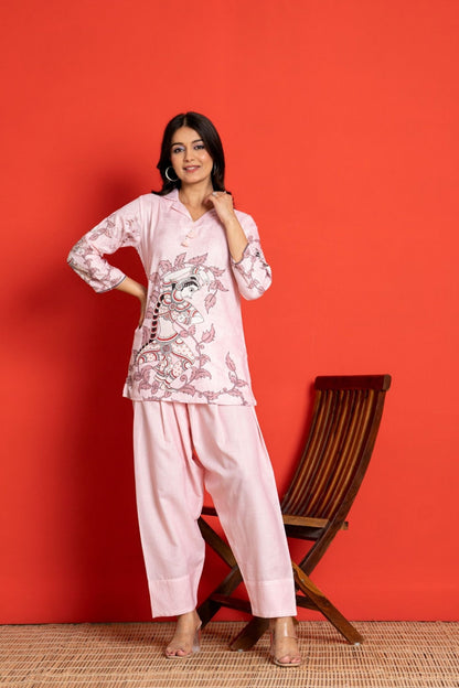 baby pink linen co-ord set for women