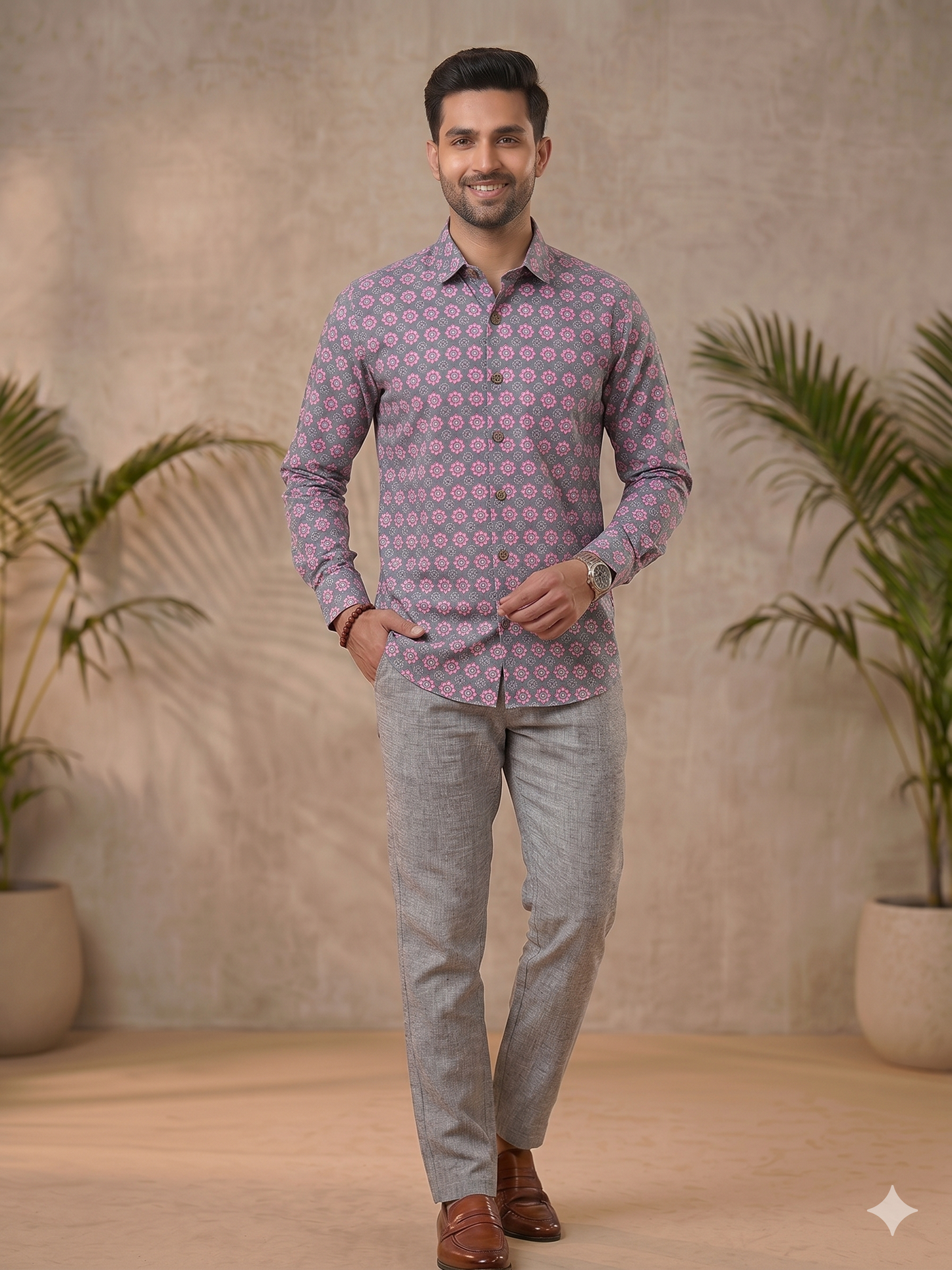 Black And Red Geometric Printed Regular Fit Casual Shirt (Full Sleeves)