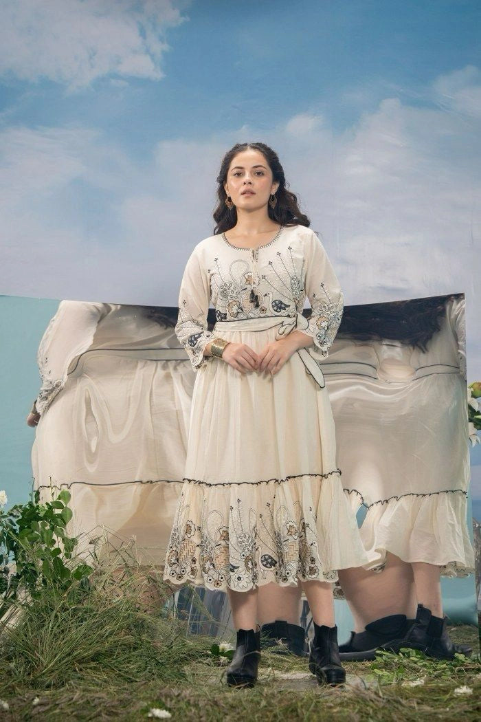 Black & White Embroidered Dress