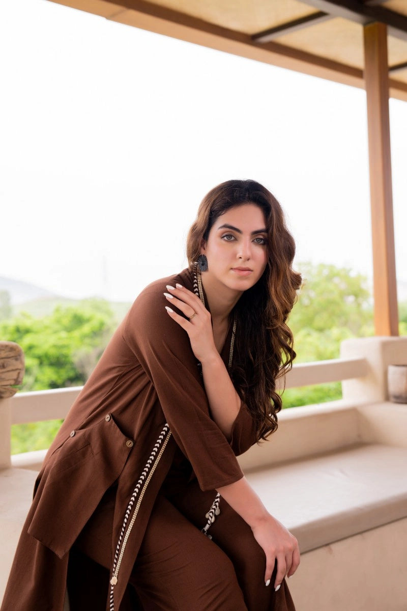 cotton co-ord set with jacket outfit 
