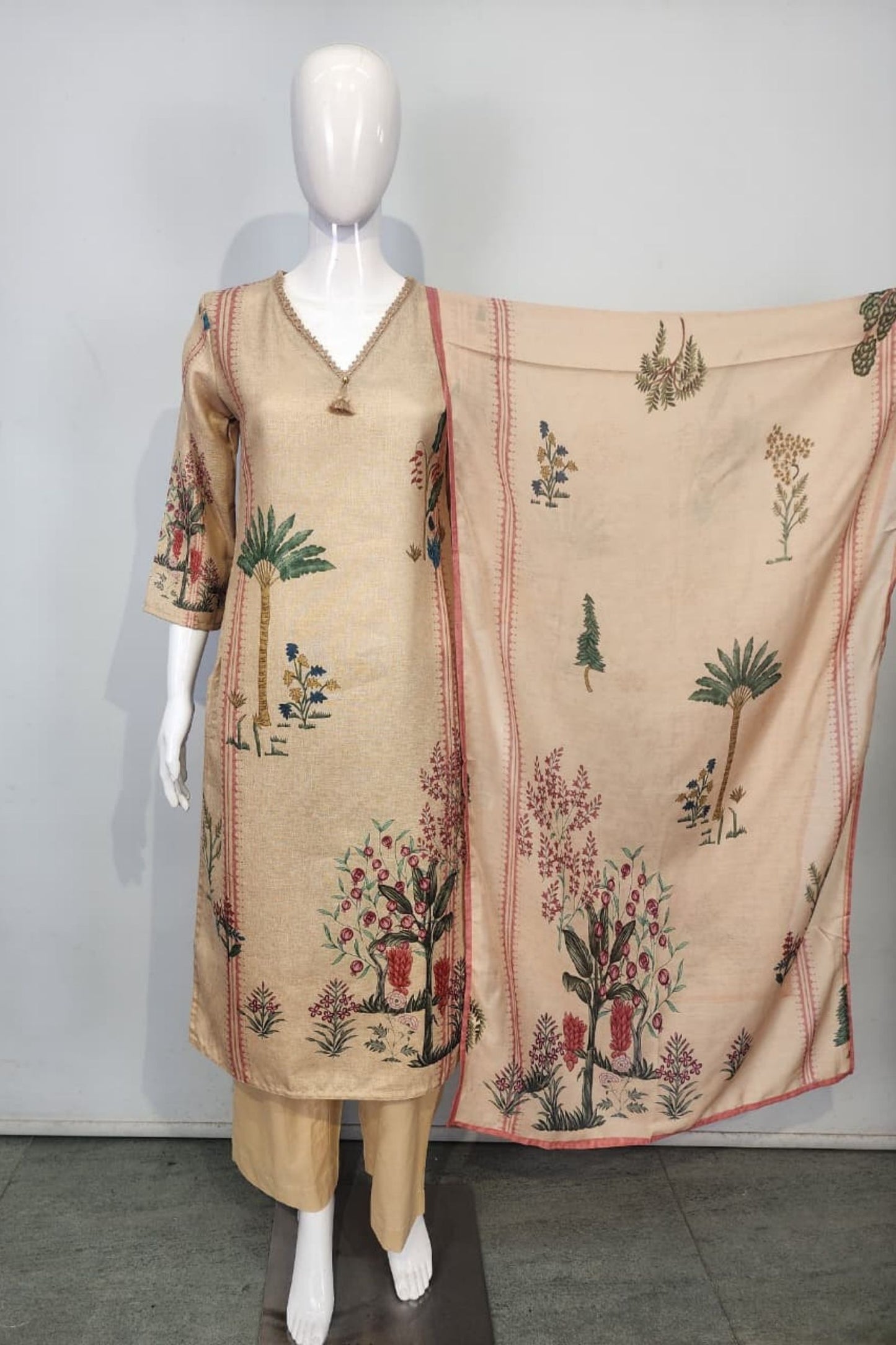 Women chiku cotton botanical printed kurta set