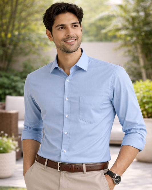 Coral Green Cotton Regular Fit Casual Shirt (Full Sleeves)