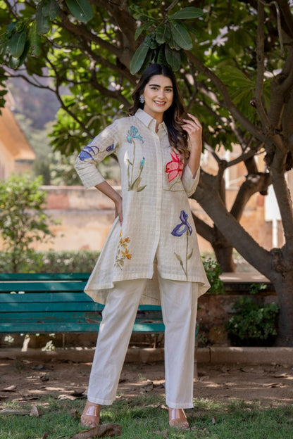 White Hand Painted Co-Ord Set