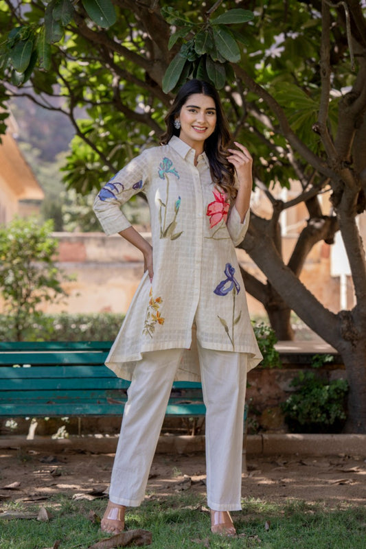 White Hand Painted Co-Ord Set