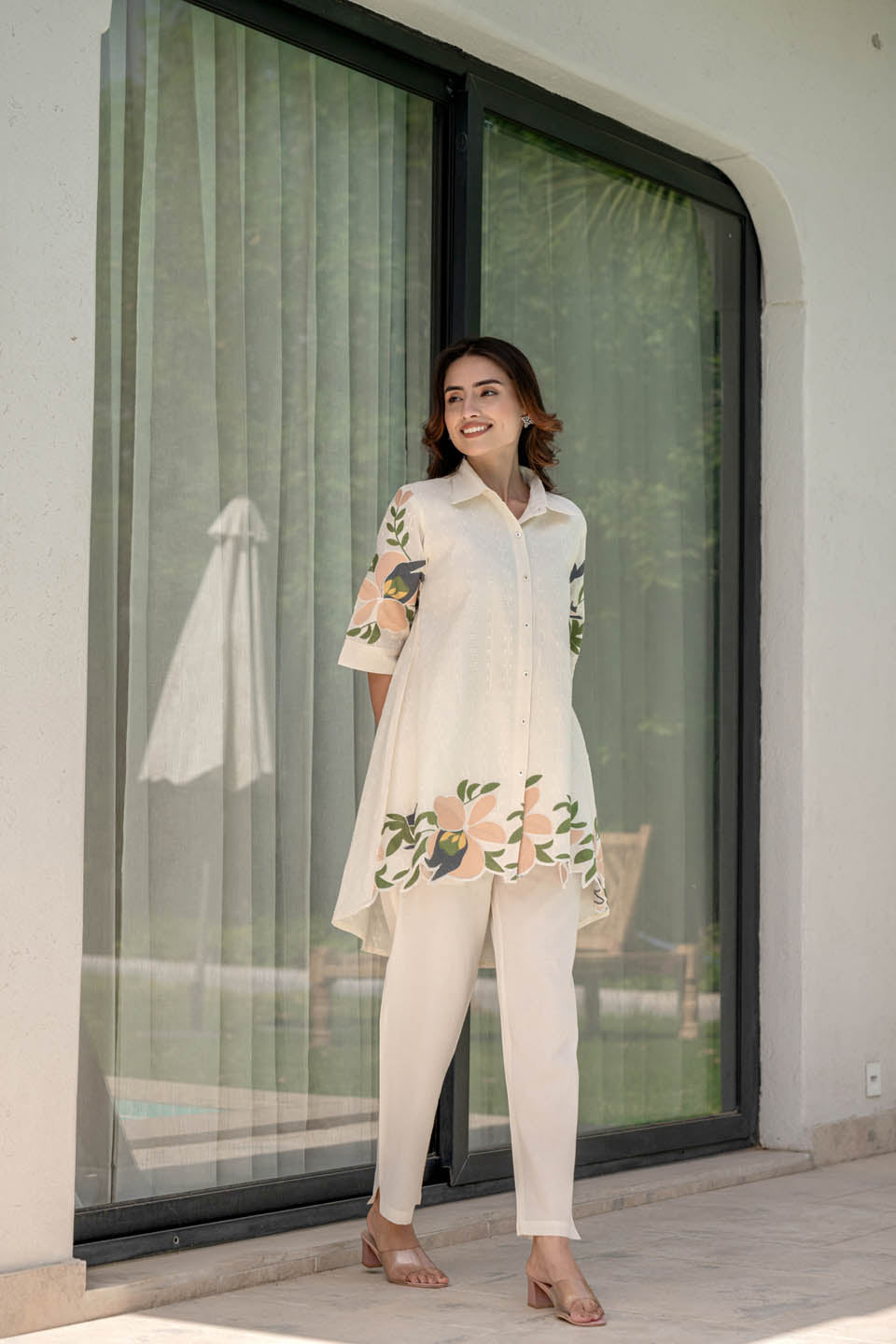 White Patch Work Co-Ord Set