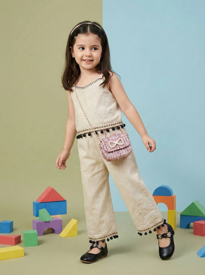 Girls Embroidered Cotton Co-ord Set