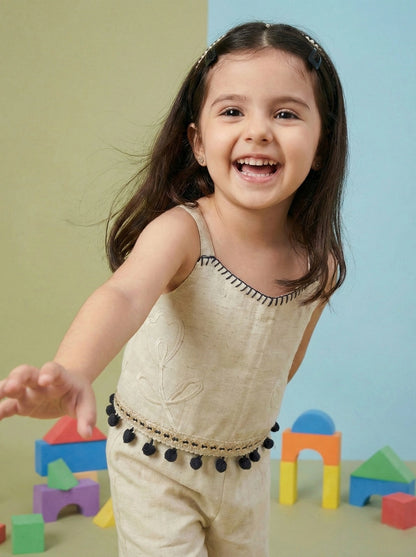 Girls Embroidered Cotton Co-ord Set