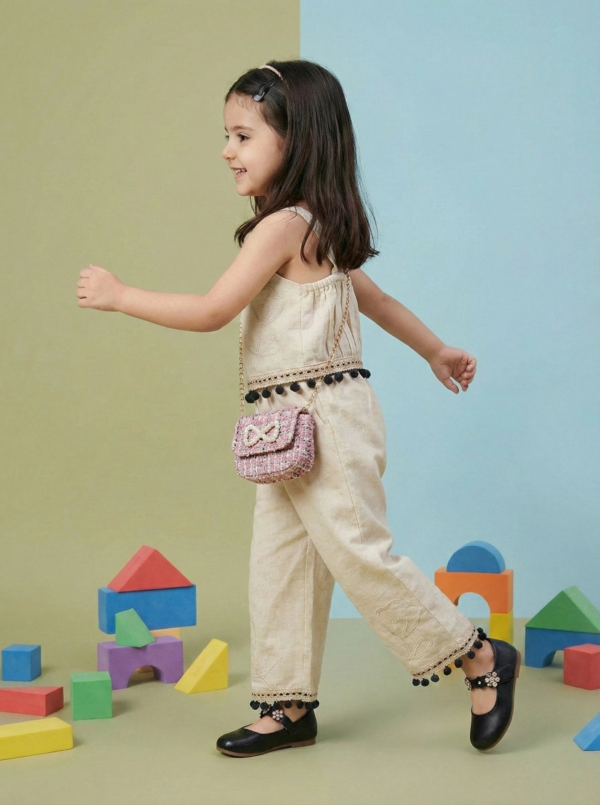 Girls Embroidered Cotton Co-ord Set