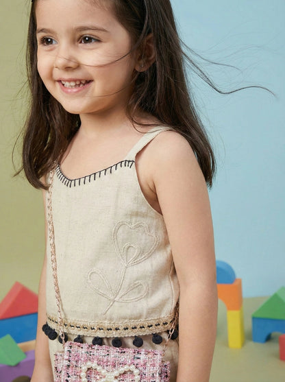 Girls Embroidered Cotton Co-ord Set