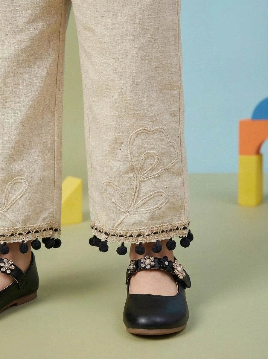 Girls Embroidered Cotton Co-ord Set