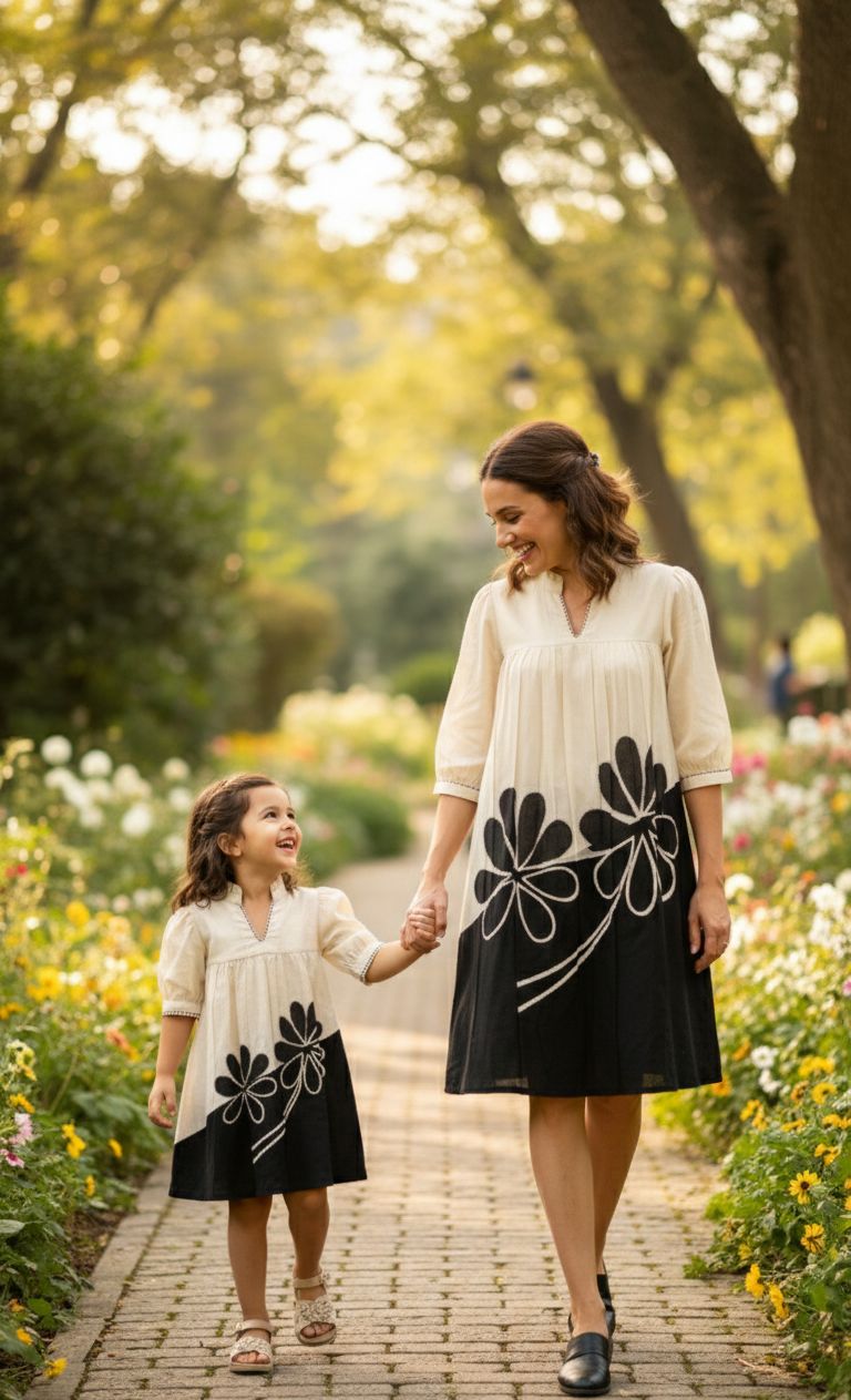 Girls Cotton Hand Block Printed Frock Dress