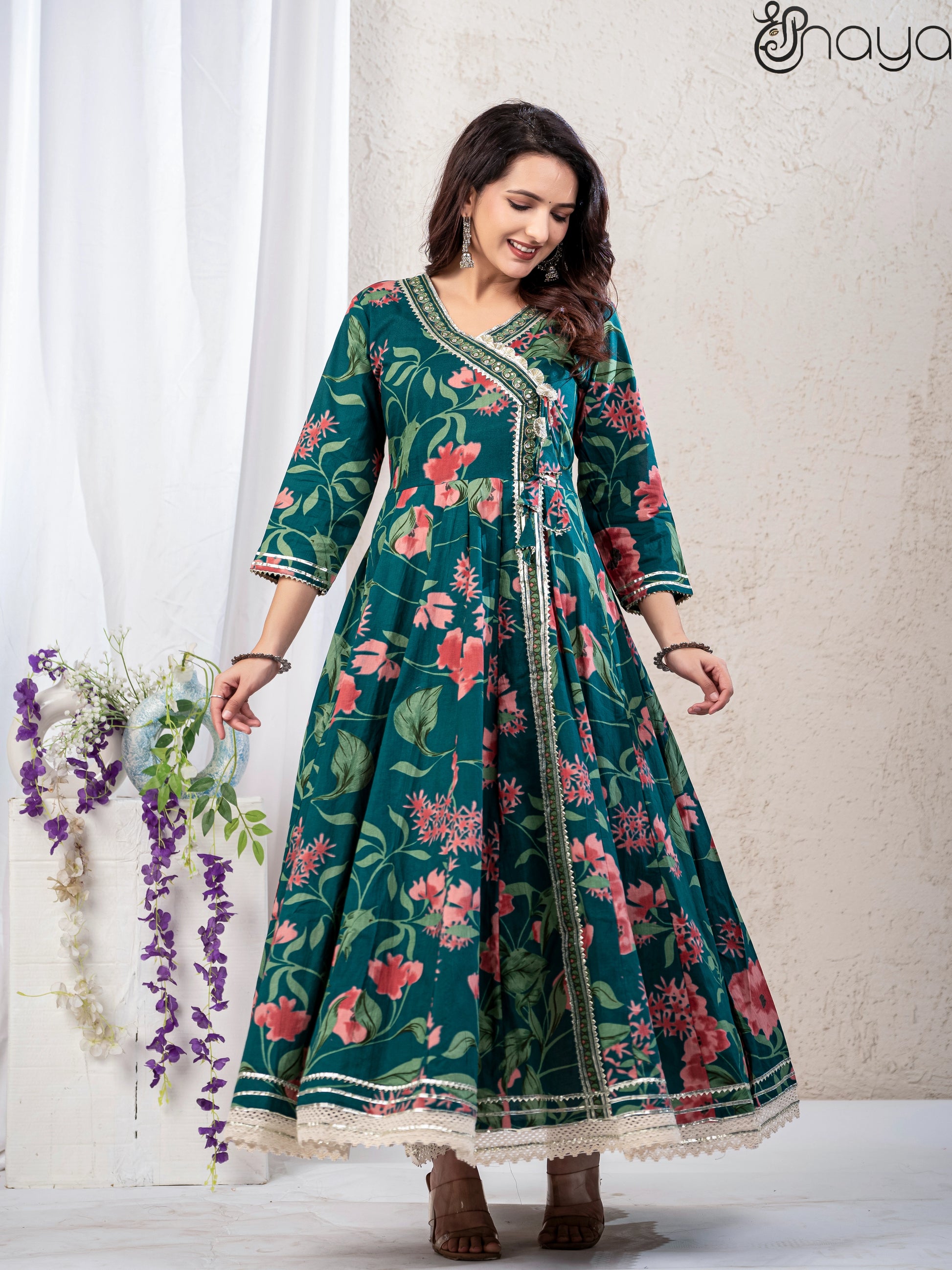 Green Anarkali Kurta Pant Dupatta Set | Shreenaya