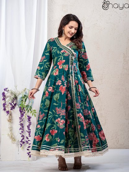 Green Anarkali Kurta Pant Dupatta Set | Shreenaya