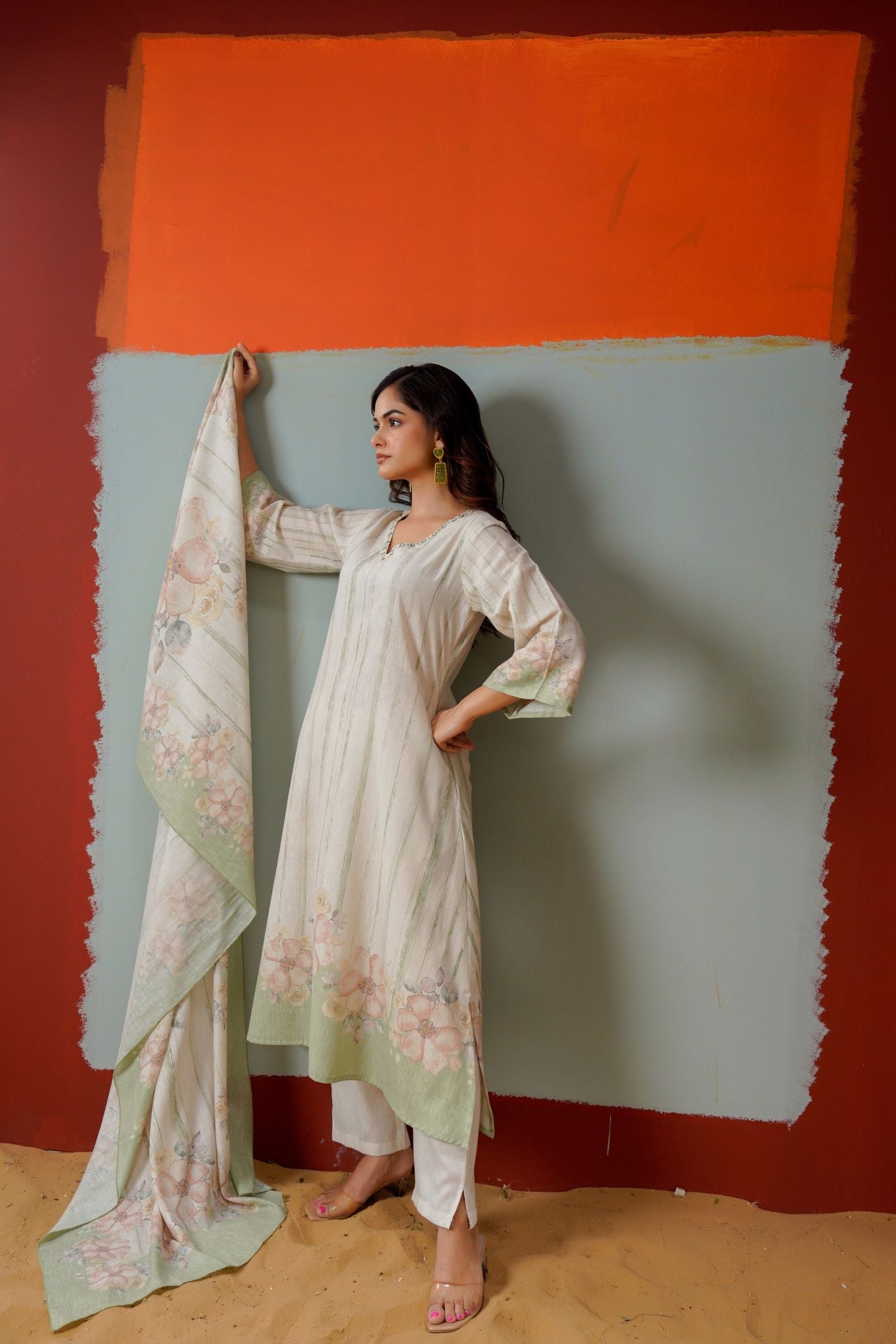 elegant floral print for a fresh ethnic look