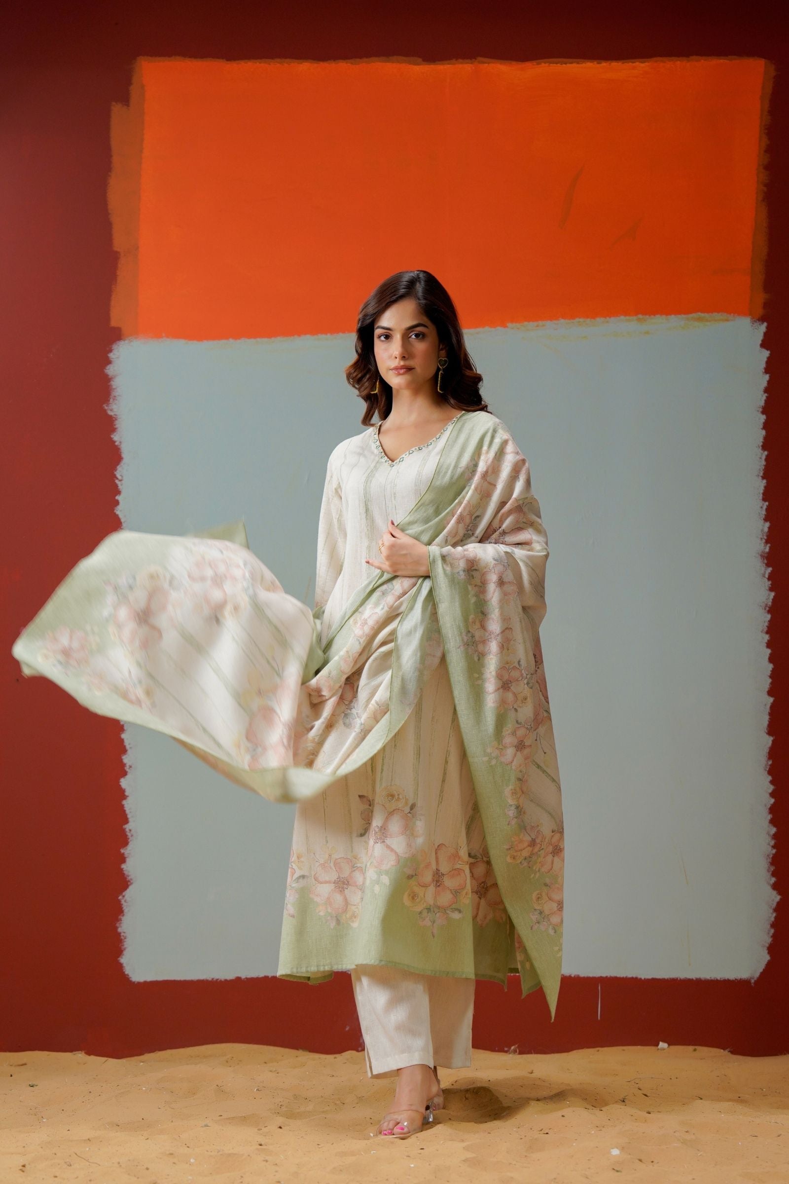 floral print kurta pant dupatta