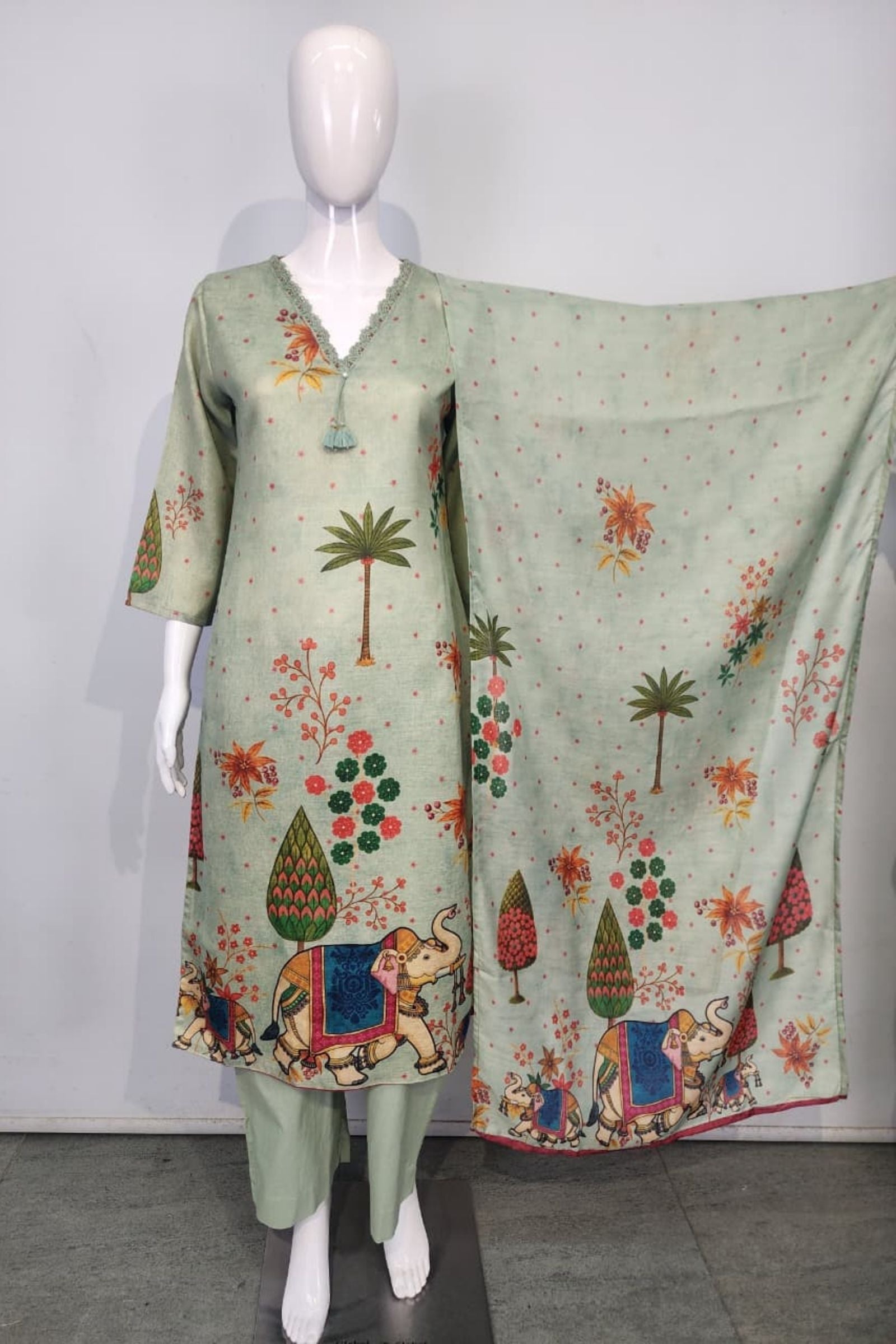Shreenaya green cotton kurta set stylish casual festive outfit