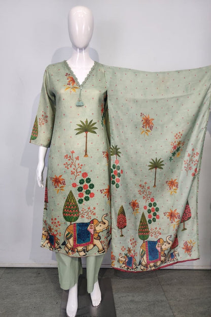 Shreenaya green cotton kurta set stylish casual festive outfit