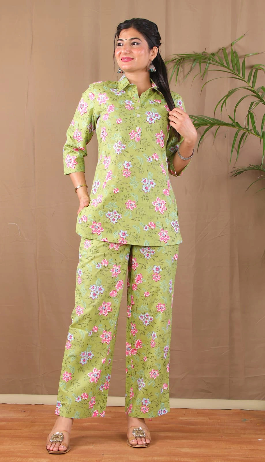 Comfortable women’s cotton floral set