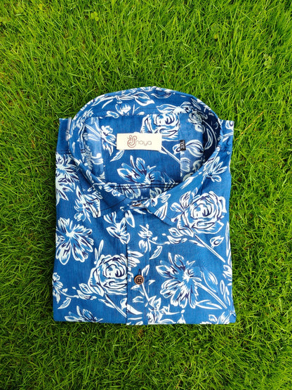 Everyday indigo floral shirt for men
