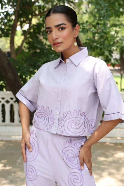 Designer lavender embroidered co-ord set