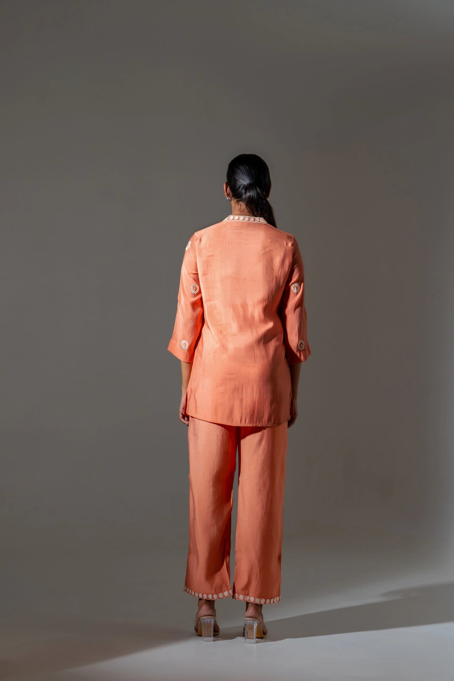 Premium embroidered mul chanderi co-ord outfit