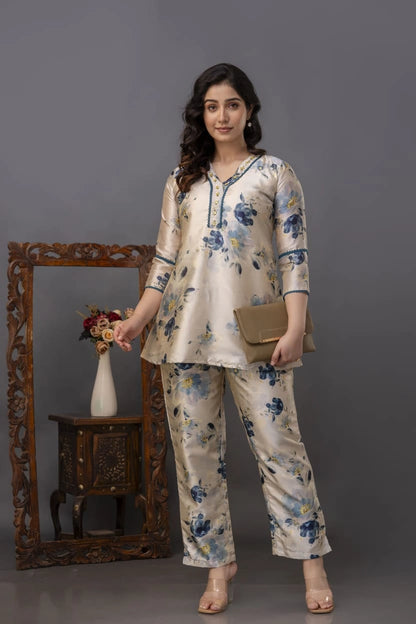 Premium Manipuri silk floral dress set