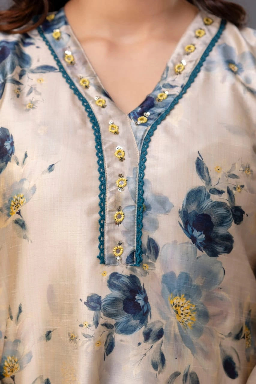 Party wear floral silk co-ord women