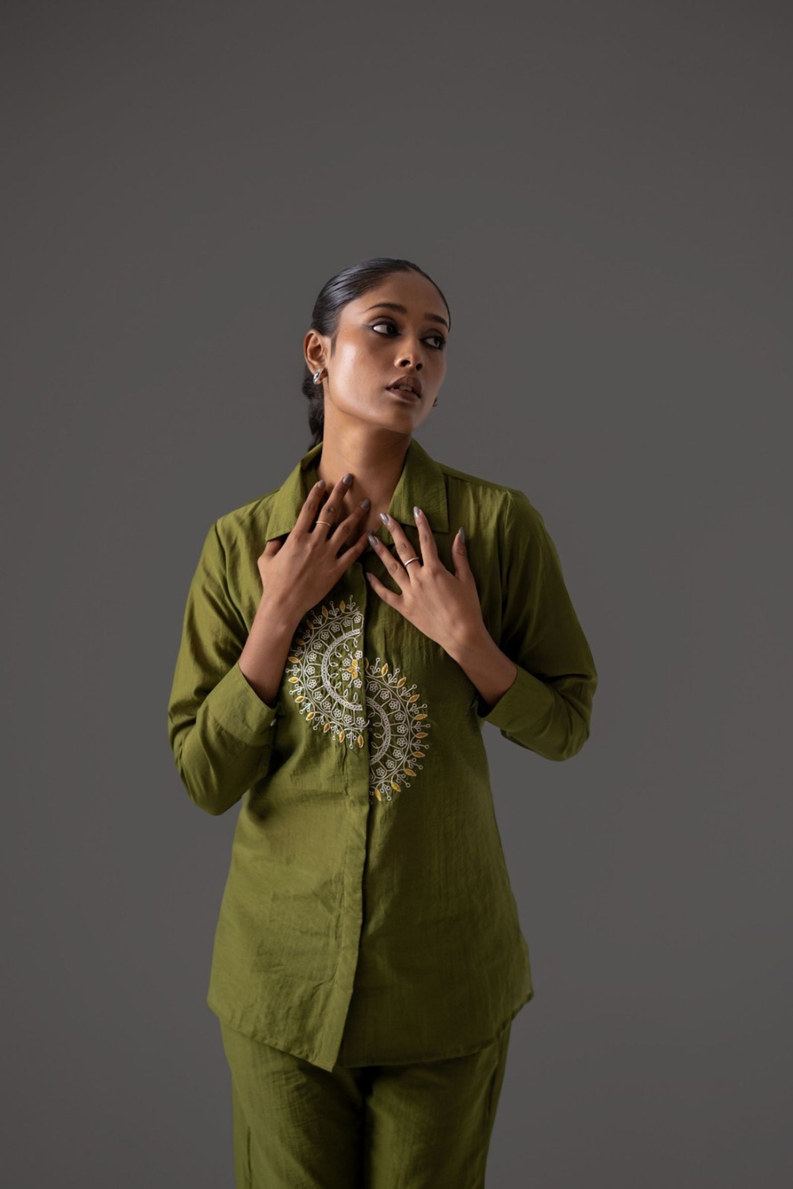 muslin embroidered co-ord set