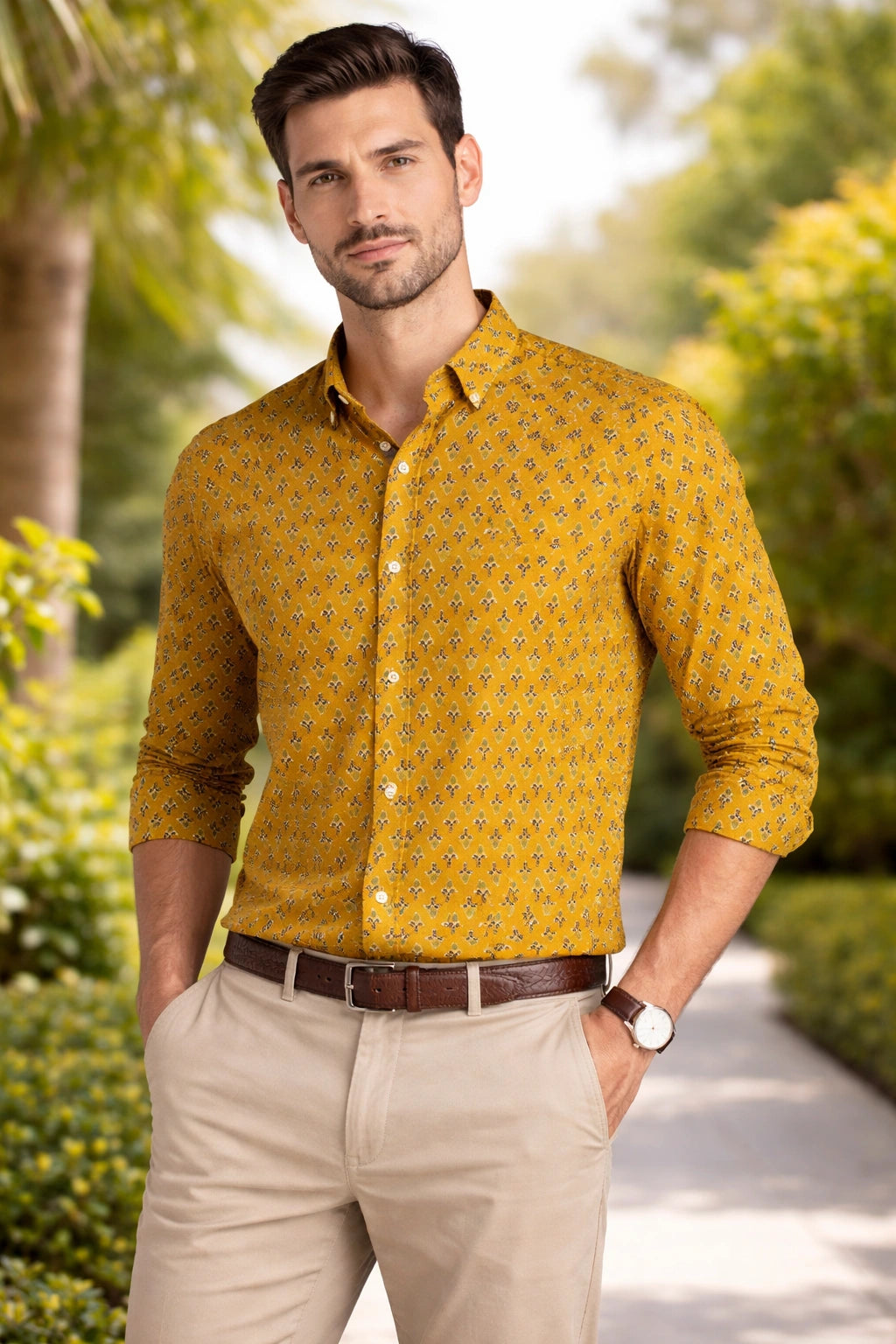 Shreenaya men’s floral casual shirt