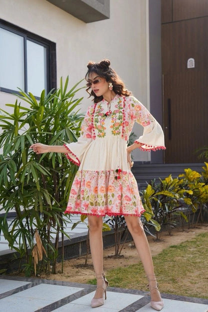 Women’s Off-White Summer Embroidered Dress