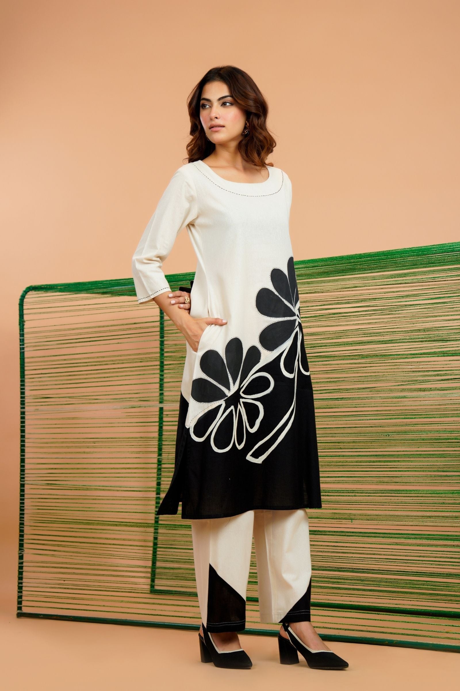 Shreenaya off white painted co-ord set stylish casual outfit