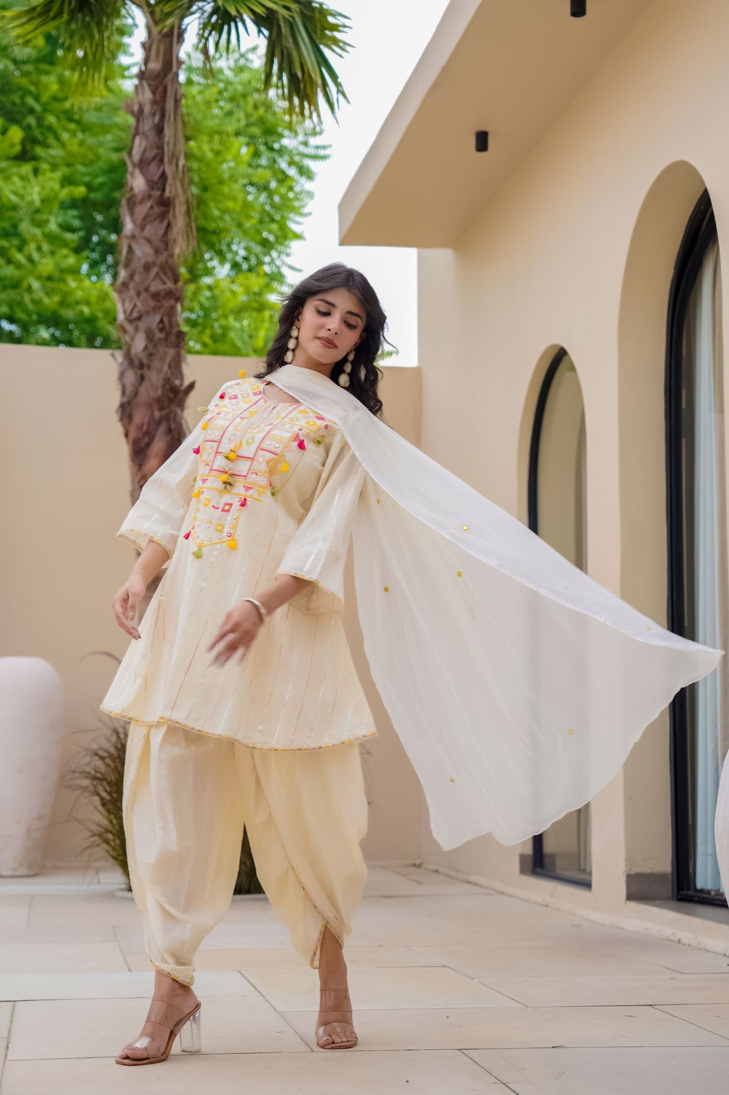 vibrant geometrical embroidery for a festive vibe