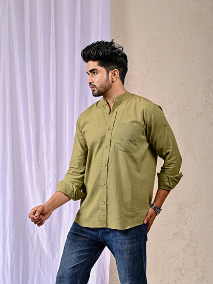 Olive long sleeve shirt men fashion