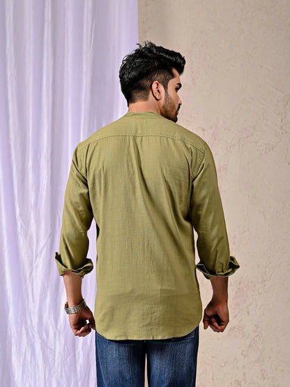 Classic olive men regular fit shirt