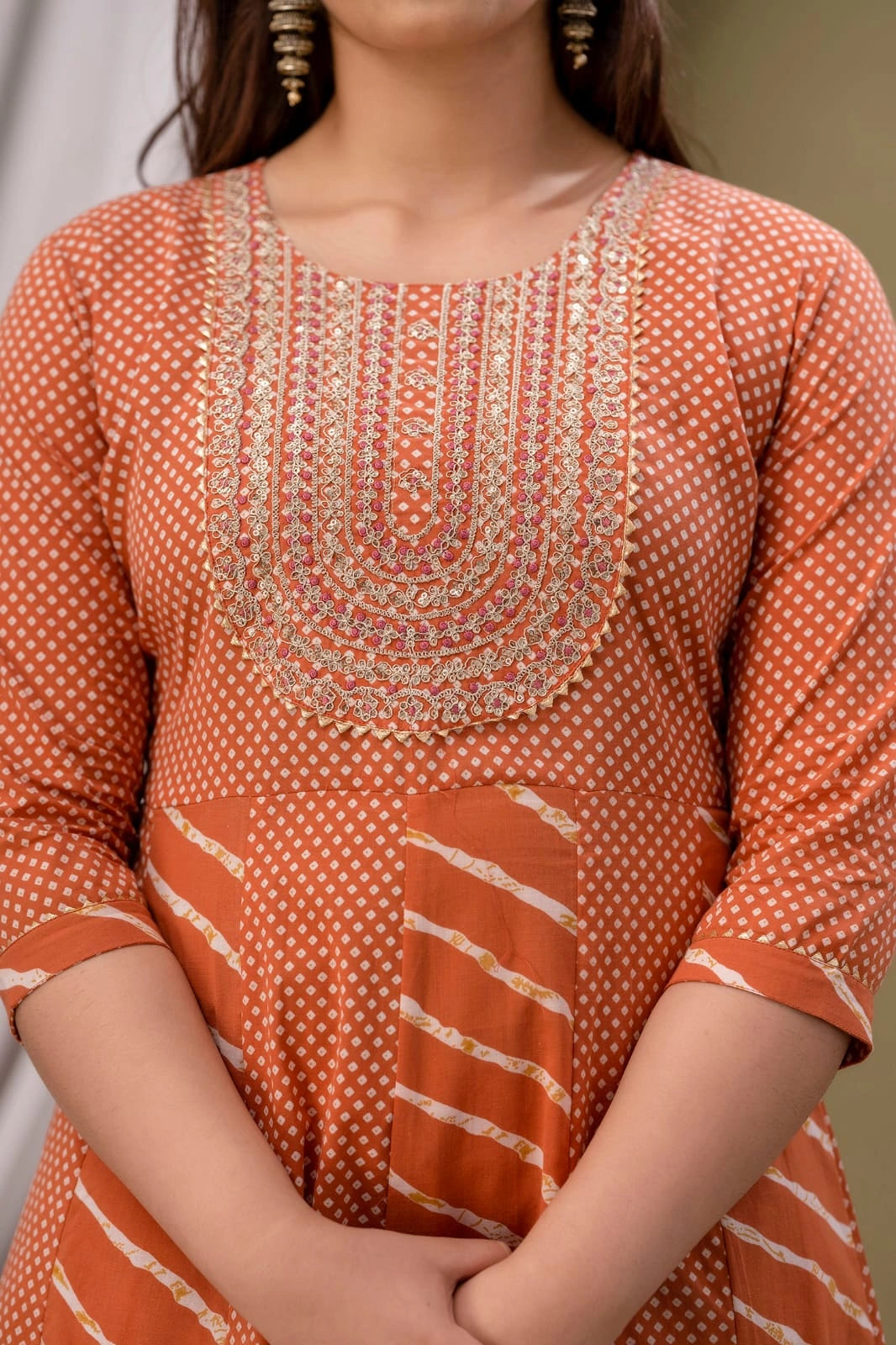 Orange Lehariya Kurta Pant Dupatta Set for Women – Shreenaya