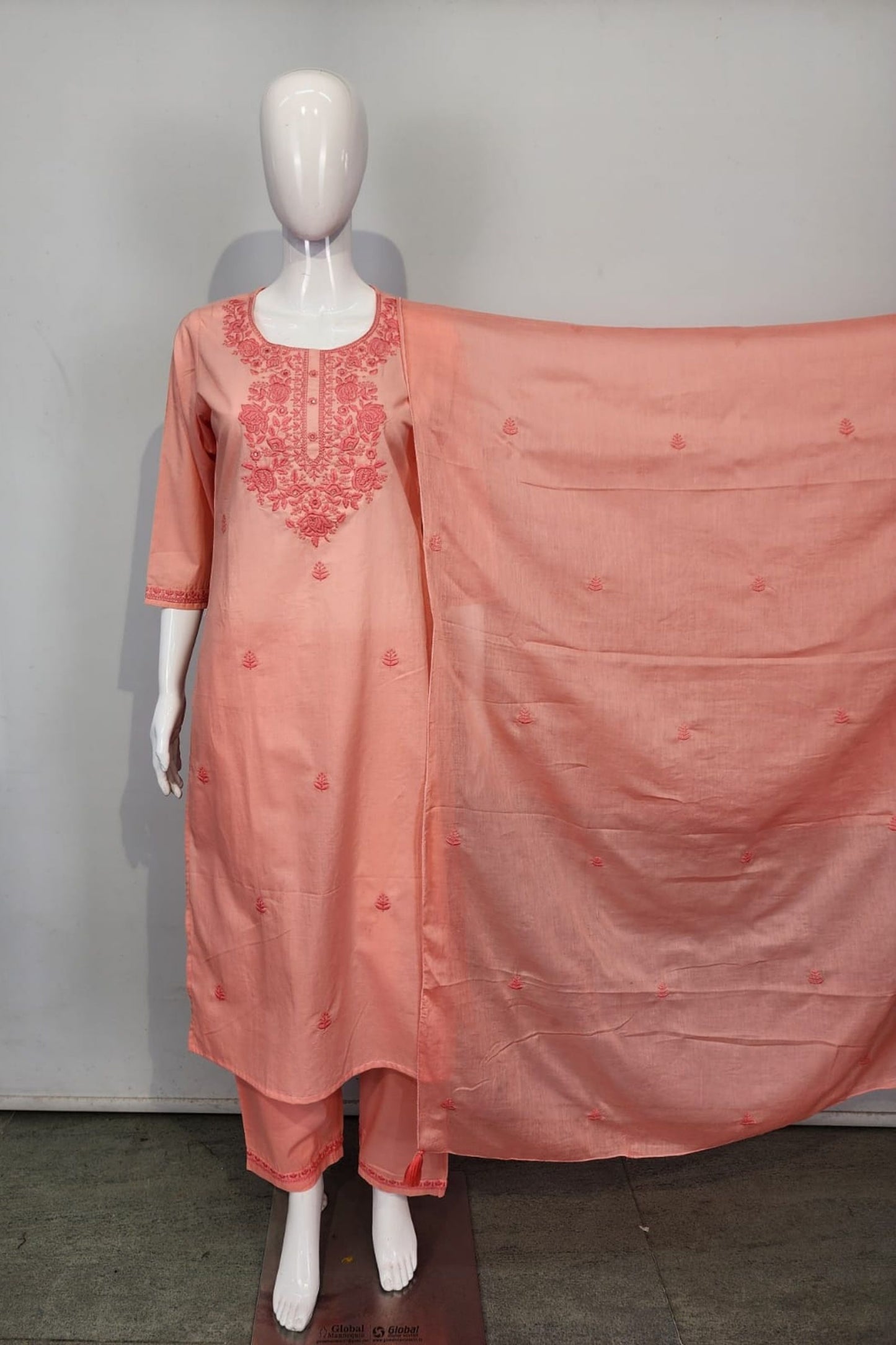 Shreenaya peach cotton kurta set stylish casual festive wear