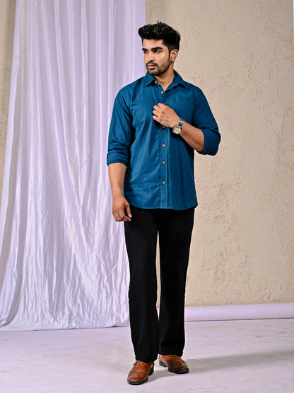 Trendy blue casual shirt men fashion