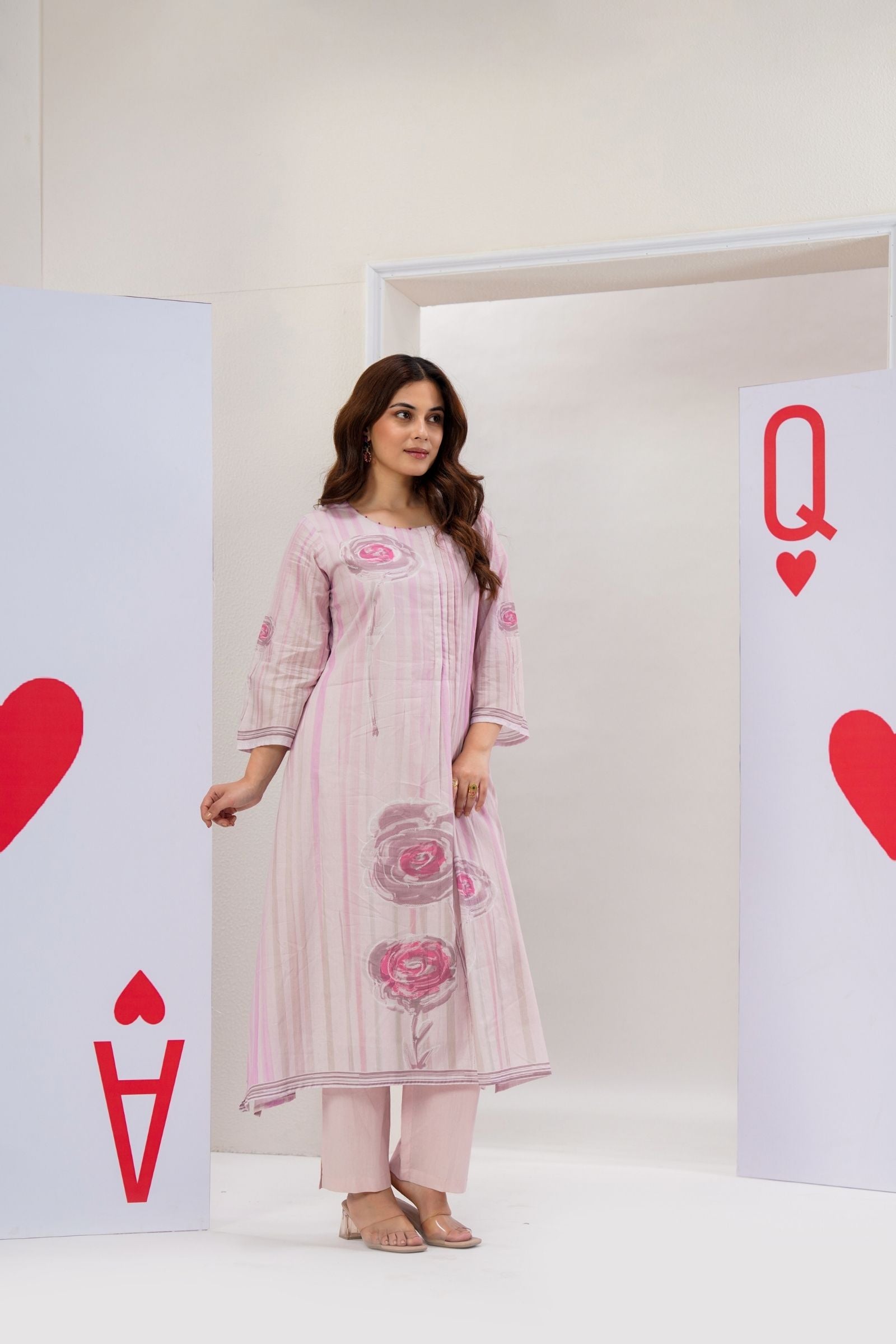 Shreenaya pink cotton co-ord set trendy floral casual wear