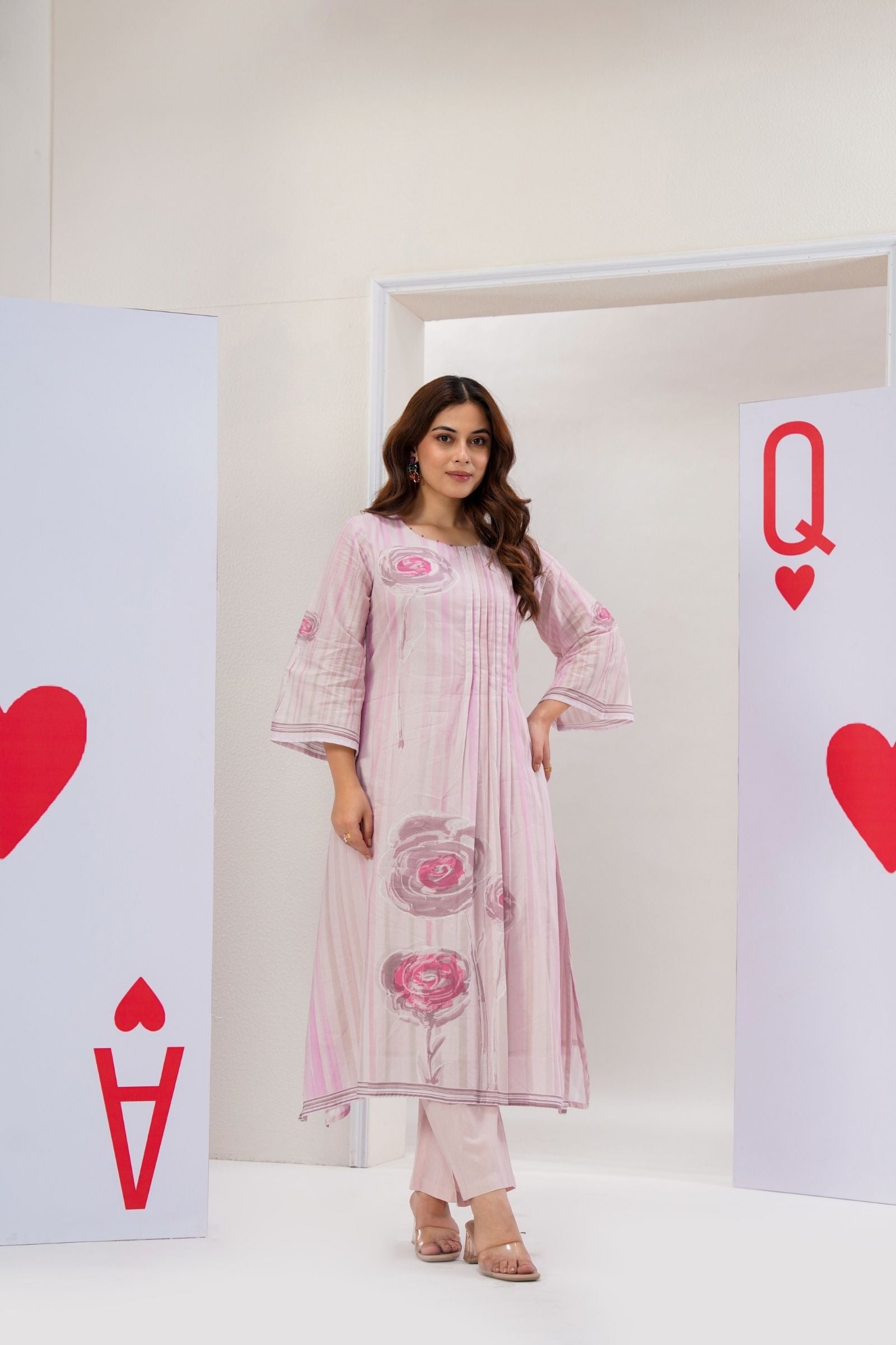 Designer pink botanical print co-ord set