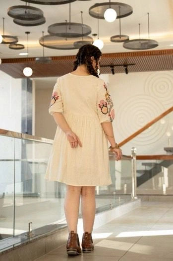 Shreenaya Pink White Embroidered Dress